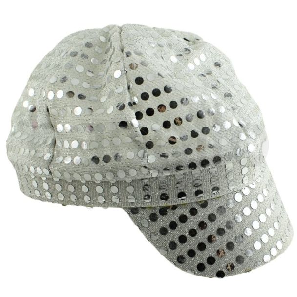 Wholesale Adult 70's Silver Sequin Disco Hat 