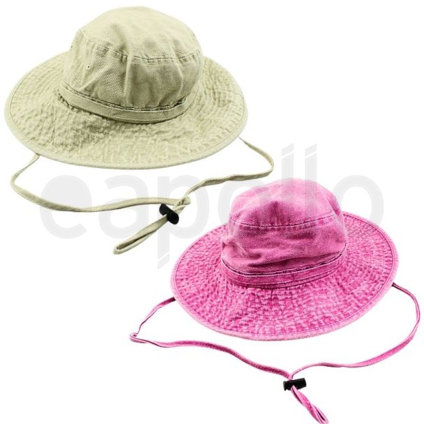 Wholesale Adults Aussie Sun Hat With Adjustable String - Asst. Colours & Sizes 