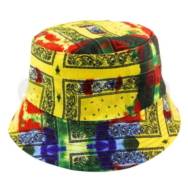 Adults Bucket Hat Multi-Coloured Paisley Design 