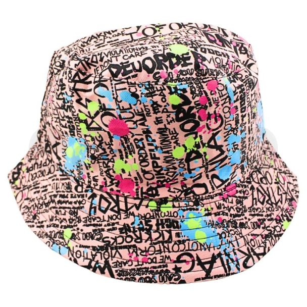 Adults Reversible Bucket Hat - Multi-Writing Design 