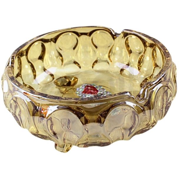 Wholesale BX Electroplated Three-legged Gold Glass Ashtray - 14cm