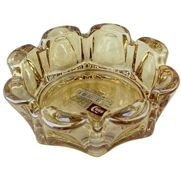Wholesale Deli Glassware Round Gold Glass Ashtray - 11cm