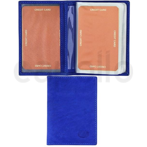 Wholesale Florentino Bifold Genuine Leather Credit Card Holder - Blue