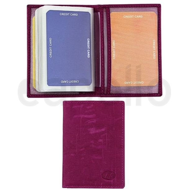 Wholesale Florentino Bifold Genuine Leather Credit Card Holder - Pink