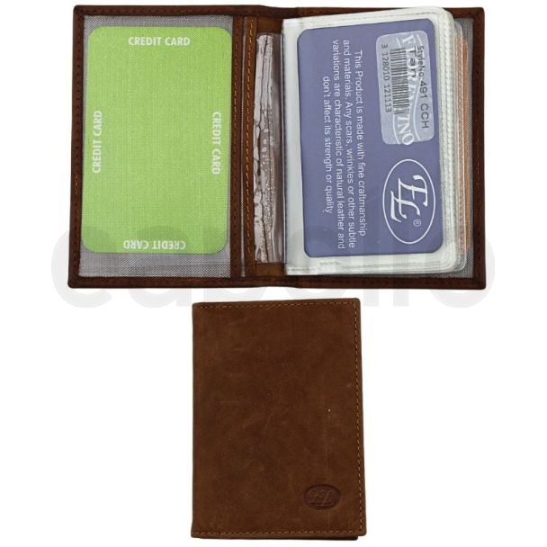 Wholesale Florentino Bifold Genuine Leather Credit Card Holder - Tan
