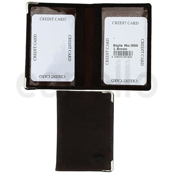 Wholesale Florentino Leather Bus Pass Credit Card Holder RFID Protected  - Brown