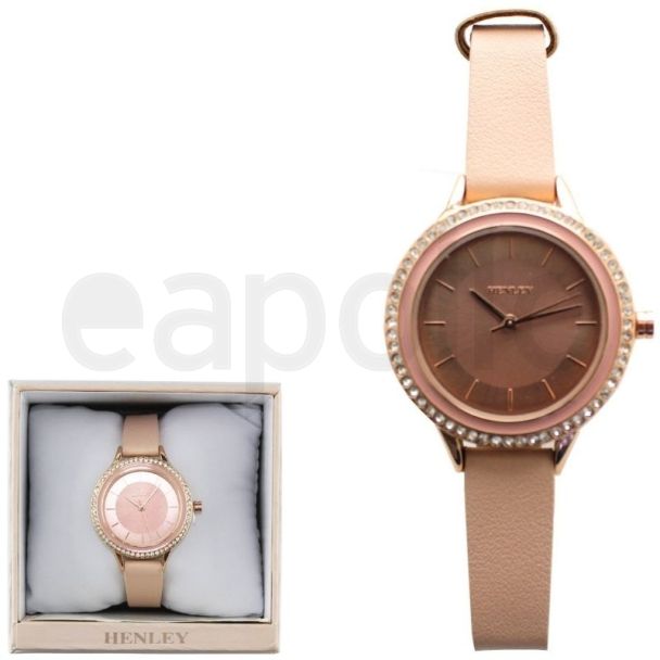 Wholesale Henley Ladies Analogue Watch with Leather Strap - Pink
