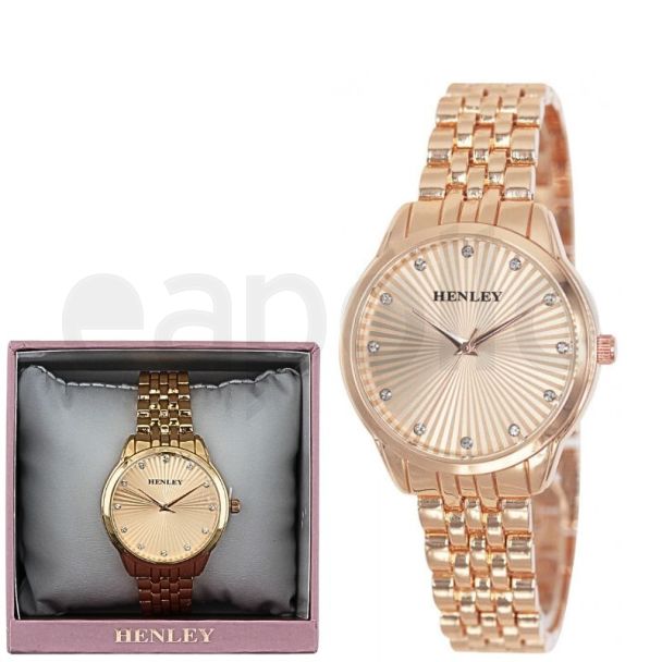 Wholesale Ladies Henley Sunburst Bracelet Watch - Rose Gold