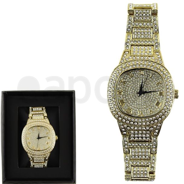 Wholesale Men's NY London Bling Metal Bracelet Watch - Gold 