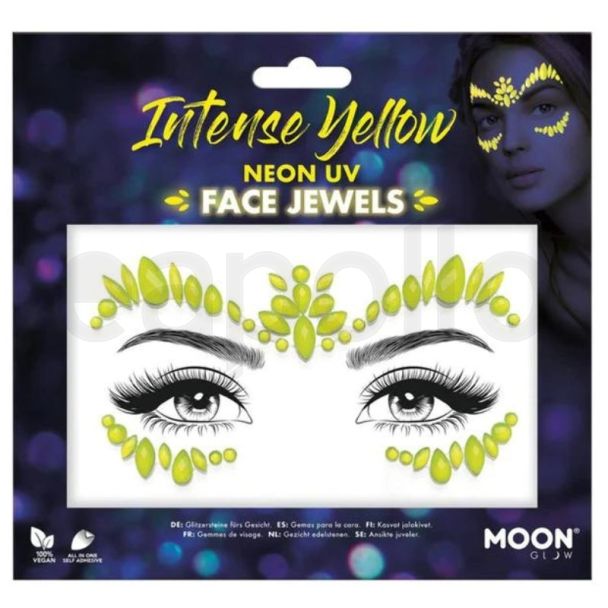 Wholesale Moon Neon UV Face Jewels - Intense Yellow 