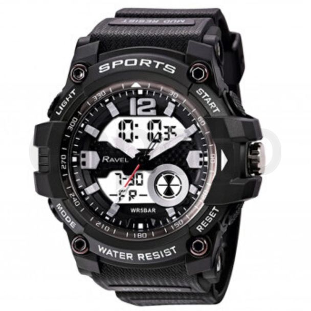 Wholesale Ravel Men's 5ATM Ana-Digi Sports Watch - Black