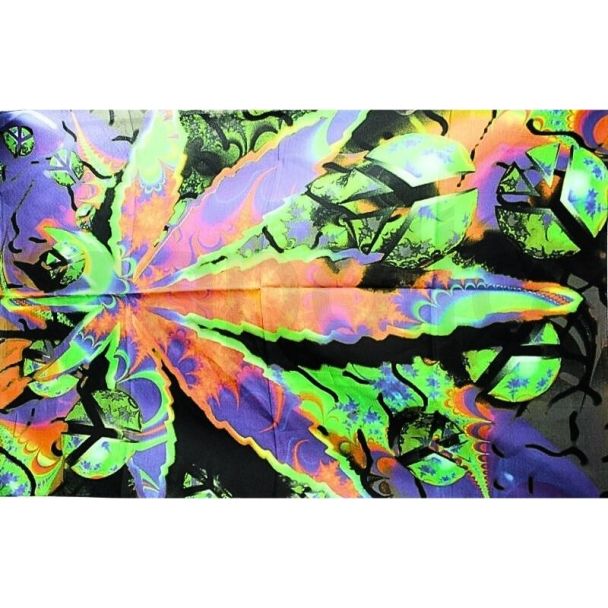 Wholesale Poster Flag Rayon Flag With Multicoloured Leaf Design - 120x75cm