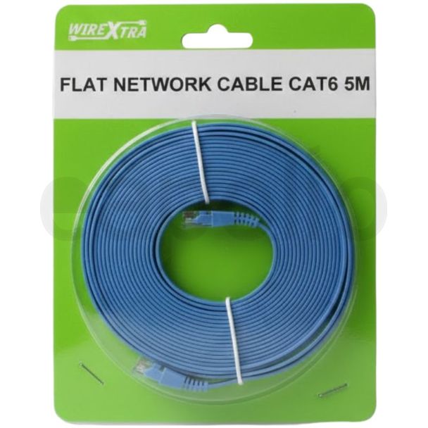 WireXtra Flat Network CAT6 Cable - 5 Metre Blue