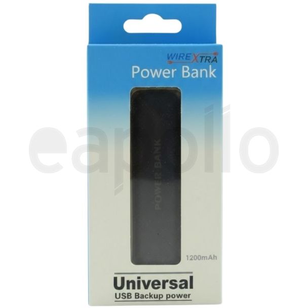 Wirextra Universal USB Backup Power Bank 1200mah - Black