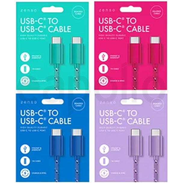 Zenso Type-C to Type-C Braided Cable 1m (Assorted Colours)