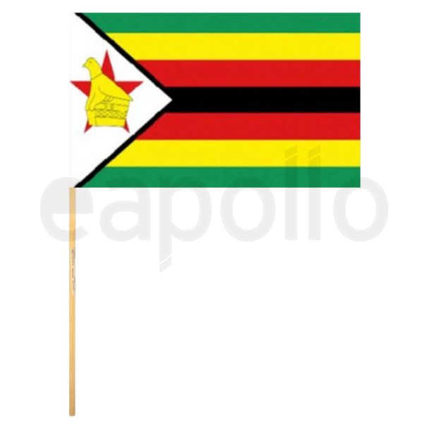 Zimbabwe Hand Flag With Wooden Stick