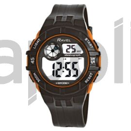 Ravel   Runde 3ATM  Digital Herren Quarz Armbanduhr mit Beleuchtung   RDG.14.12   Schwarz/Roségoldene Farbe