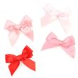 4pcs Pink Satin Hair Bows with Beak Clip - 5.5cm