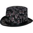Black Top Hat with Skull Print