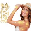 Floral Pattern Temporary Tattoo - Gold - 9x14cm
