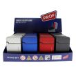 PROF Single Blue Flame Refillable Lighter - Metal Dots (Assorted Colours)