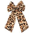 Leopard Print Hair Bow Clip with Tails on Beak Clip - 13cm