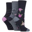 Ladies Gentle Grip Floral Night Cotton Blend Ankle Socks (3 Pack) - Assorted