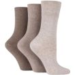 Ladies Gentle Grip Cotton Blend Non Binding Diabetic Socks (3 Pack) - Natural