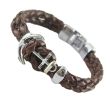 Men's Plaited Leather Bracelet "Anchor Design"