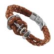 Men's Plaited Leather Bracelet "Anchor Design"