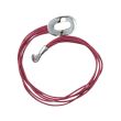 Men's Six-Strand Adjustable Leather Bracelet - Dark Pink 