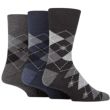 Men's Argyle Gentle Grip Cotton Blend Ankle Socks (3 Pack) - Black/Navy/Charcoal