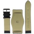 Military Style Black Oval Leather Bund Watch Strap - 22mm