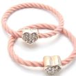 6pcs Dusky Pink Twisted Heart Hair Elastics - 2mm x 3cm