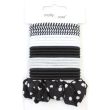 21pcs Black & White Hair Elastics & Scrunchie Set