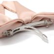 Nude Satin Hair Bow With Long Tails On Barrette Clip - 13cm