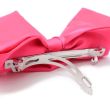 Fuchsia Pink Satin Hair Bow With Long Tails On Barrette Clip - 13cm