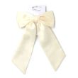 Ivory Satin Hair Bow With Long Tails On Barrette Clip - 13cm