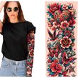 Temporary Tattoo Sleeve - Multicoloured Floral Design with Birds - 38cm
