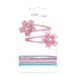 8pcs Glitter Flower Sleepies and Hair Elastics Set