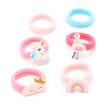 4pcs Assorted Jersey Hair Elastics Ponios - Rainbow, Unicorn & Flamingo Designs