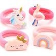 4pcs Assorted Jersey Hair Elastics Ponios - Rainbow, Unicorn & Flamingo Designs