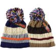 Wholesale Kids Knitted Stripe Pom Pom Hat - Assorted 