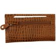 Wholesale Ladies Leather Key Holder Purse With Stud Closure Button - Tan