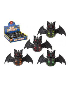 Black Bat Squishy With Neon Bead Toy - Assorted Colours 