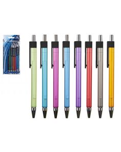 Colour Barrel Push Top Jet Pens (Pack of 8)