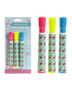 Flamingo Design Highlighter Markers - Pack of 3