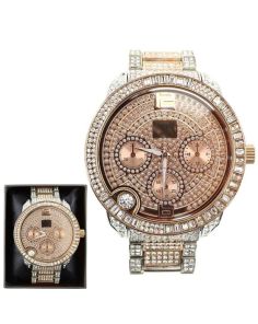 Wholesale Men's NY London Silver Crystals Watch - Rose Gold