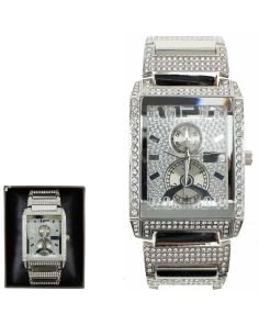Wholesale Men's NY London Rectangular Watch - Silver