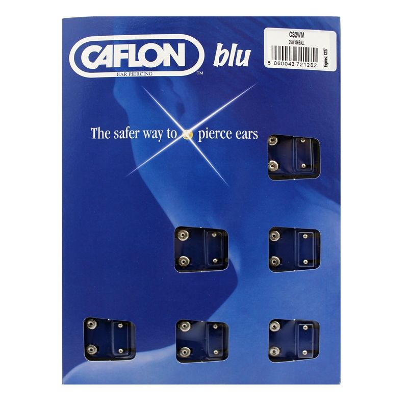 2 Paia Di Piercing Orecchio Caflon – Mini Sfere Blu 3 Mm In Acciaio Inox, Ipoallergenici